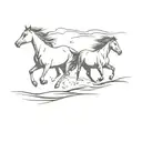 horses running on a beach ocean waves tattoo design idea