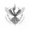 phoenix rising and serenity prayer tattoo design idea