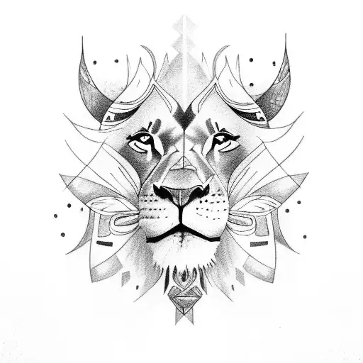 Lion king surrounded by butterfliesd tattoo design idea
