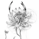 moth with Coreopsis and lilys tattoo design idea