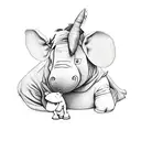 Eeyore with cross tattoo design idea