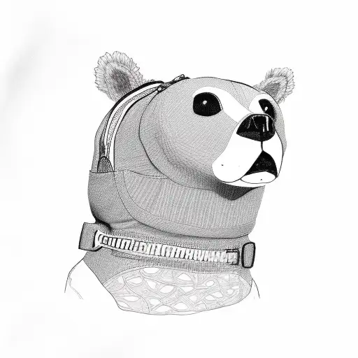 Walking Cali bear with backpack and handsnstuck under straps tattoo design idea