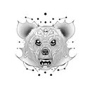 upright walking bear with backpack tattoo design idea