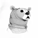 Walking Cali bear with backpack and handsnstuck under straps tattoo design idea