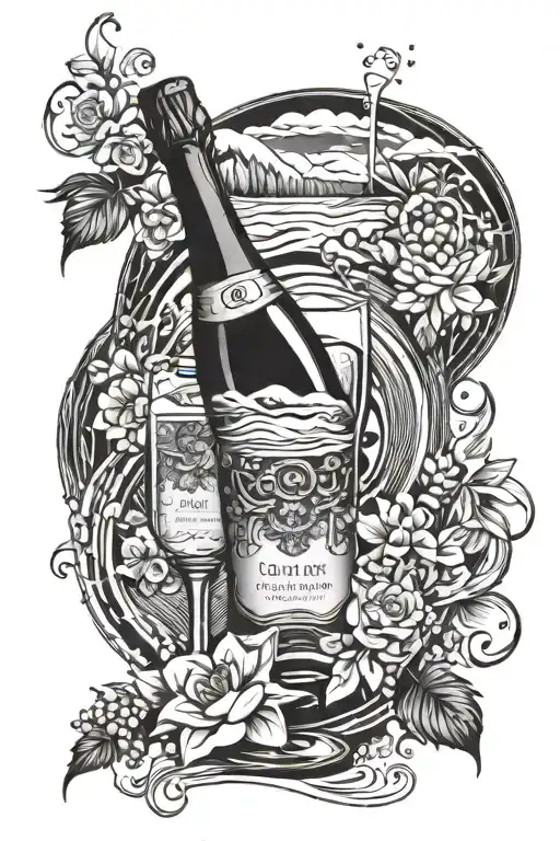 champagne taste river water funds tattoo design idea