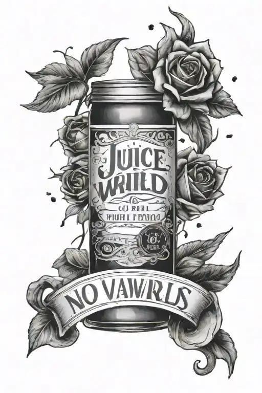 juice wrld no vanity tattoo with song quotes written tattoo design idea