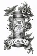 juice wrld no vanity tattoo with song quotes written tattoo design idea