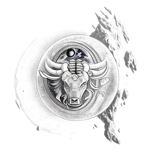 taurus, moon, pain, love, survivor tattoo design idea