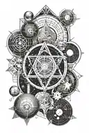 Aquarius Virgo Taurus Zodiac Signs with Planets and DNA tattoo design idea