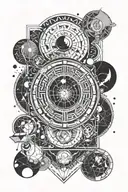 Aquarius Virgo Taurus Zodiac Signs with Planets and DNA tattoo design idea