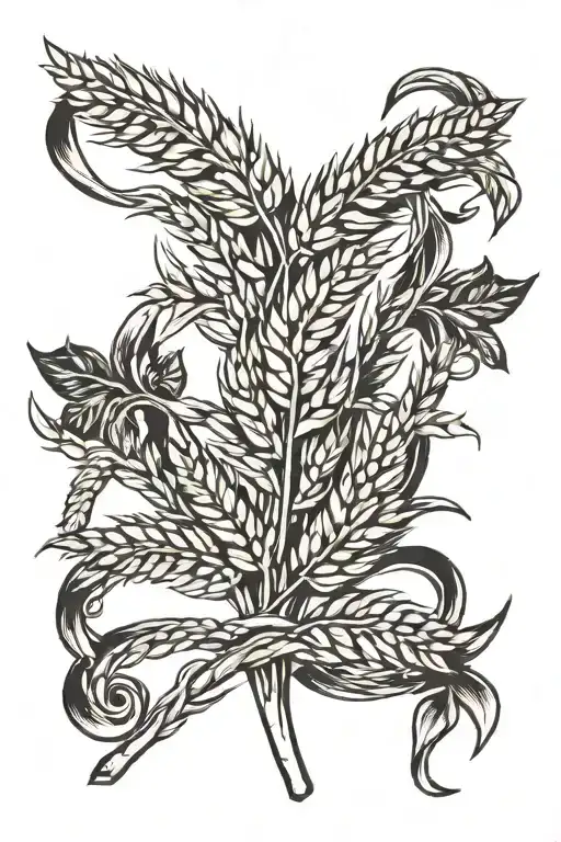 wheat stalk intertwined tattoo design idea