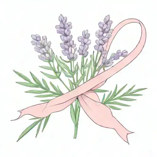 three strands of lavender wrapped in a pink ribbon tattoo design idea