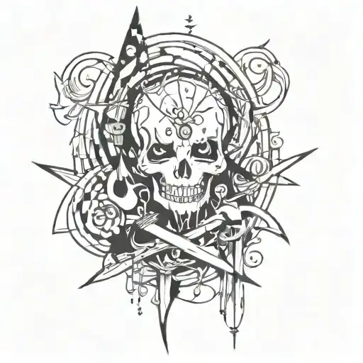 draw me a sketch of a tattoo in the style of y2k, emo, goth.make it more goth and abstract  tattoo design idea