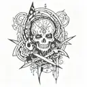 draw me a sketch of a tattoo in the style of y2k, emo, goth.make it more goth and abstract  tattoo design idea