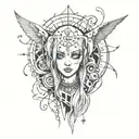 draw me a sketch of a tattoo in the style of y2k, emo, goth.make it more goth and abstract  tattoo design idea