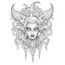 draw me a sketch of a tattoo in the style of y2k, emo, goth.make it more goth and abstract  tattoo design idea