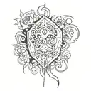 draw me a sketch of a tattoo in the style of y2k, emo, goth.make it more goth and abstract  tattoo design idea