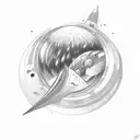 A sketch-style tattoo of a spaceship exploring a mystical land inspired by Interstellar and Game Of Thrones tattoo design idea