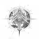 A sketch-style tattoo of a spaceship exploring a mystical land inspired by Interstellar and Game Of Thrones tattoo design idea