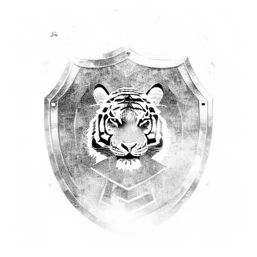 spartan Shield with a tiger inside tattoo design idea