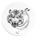 round spartan Shield with a tiger inside tattoo design idea