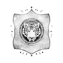 round spartan Shield with a tiger inside tattoo design idea