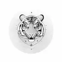 round spartan Shield with a tiger inside tattoo design idea