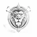 spartan Shield with a lion inside tattoo design idea