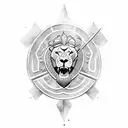 spartan Shield with a lion inside tattoo design idea