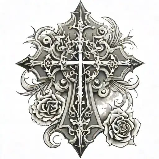 western cross tattoo design idea