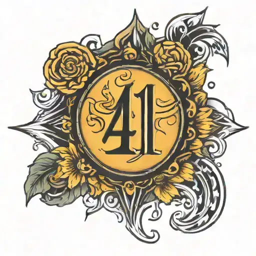 The number 41 with Sun on one side and rain on the other side tattoo design idea