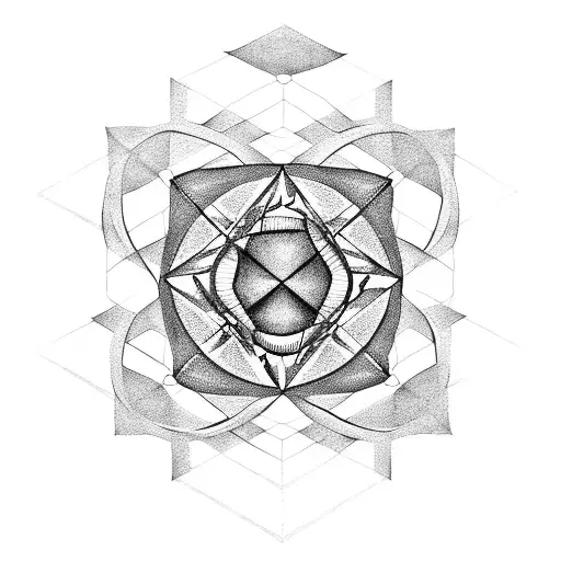 hexagon with Metatrons Cube tattoo design idea