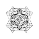 hexagon with Metatrons Cube tattoo design idea