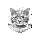 cat - name "pipe" tattoo design idea