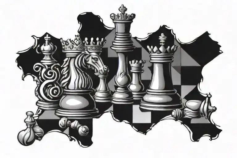 king and queen chess board design tattoo design idea