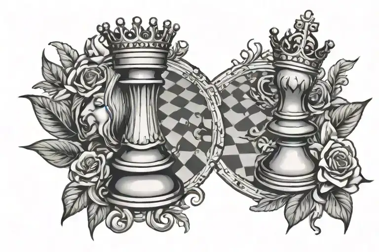 king and queen chess board design tattoo design idea