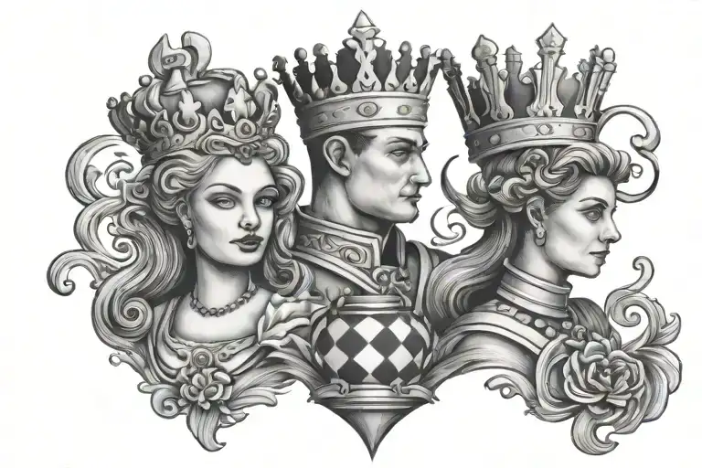chess king and queen  tattoo design idea
