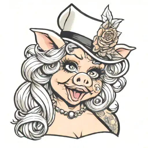 miss piggy pinup woman tattoo design idea