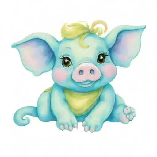 miss pig muppet baby pinup sitting tattoo design idea