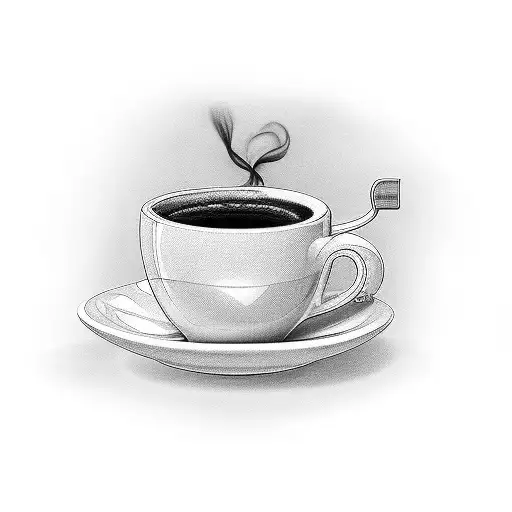 Incorporate a coffee cup with a computer mouse and keyboard tattoo design idea