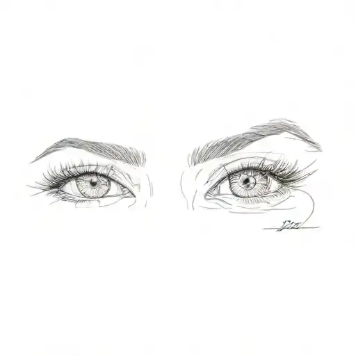 a close up of a woman's eyes tattoo design idea