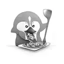 penguin baking a pizza  tattoo design idea