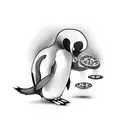 penguin baking a pizza  tattoo design idea