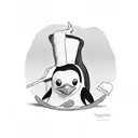 penguin baking a pizza  tattoo design idea