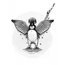 Penguin drinking Tequila tattoo design idea
