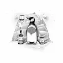 Penguin drinking Tequila tattoo design idea