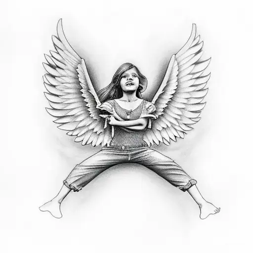 falling angel  tattoo design idea