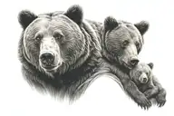 bear with cub playing tattoo design idea