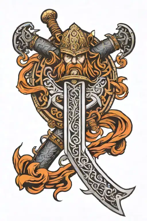 viking long sword tattoo design idea