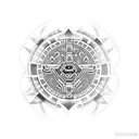 Aztec calendar merged with tribal elements tattoo design idea
